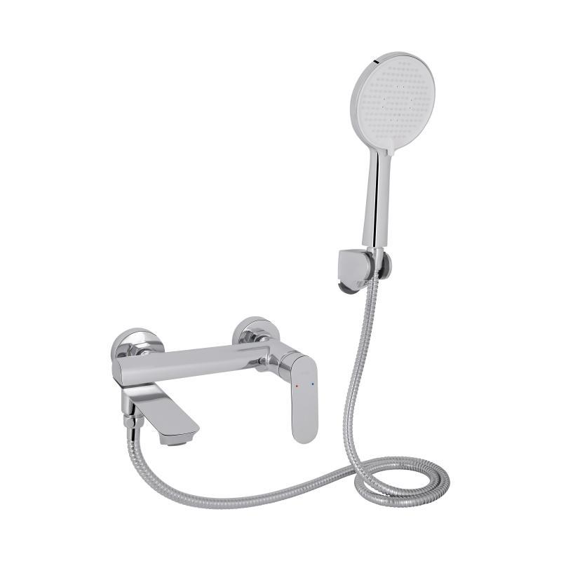 Змішувач для ванни Qtap Evia з поворотним виливом (з душовим гарнітуром) QTEVI260CRM47578 Chrome, фото 1