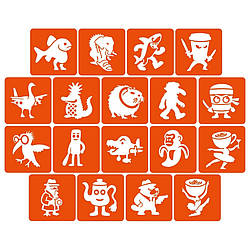 Набір трафаретів для біотату "Італійський брейнрот №2" Italian-brainrot_5x5_18_2