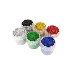 Набір гліттеру для біо-тату glitter-set-02mm-20, 6 кольорів по 12 мл