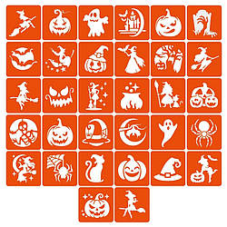 Набір трафаретів для біо-тату "Хелловін №3" hallowween-3-32, 32 трафарети 6х6 см
