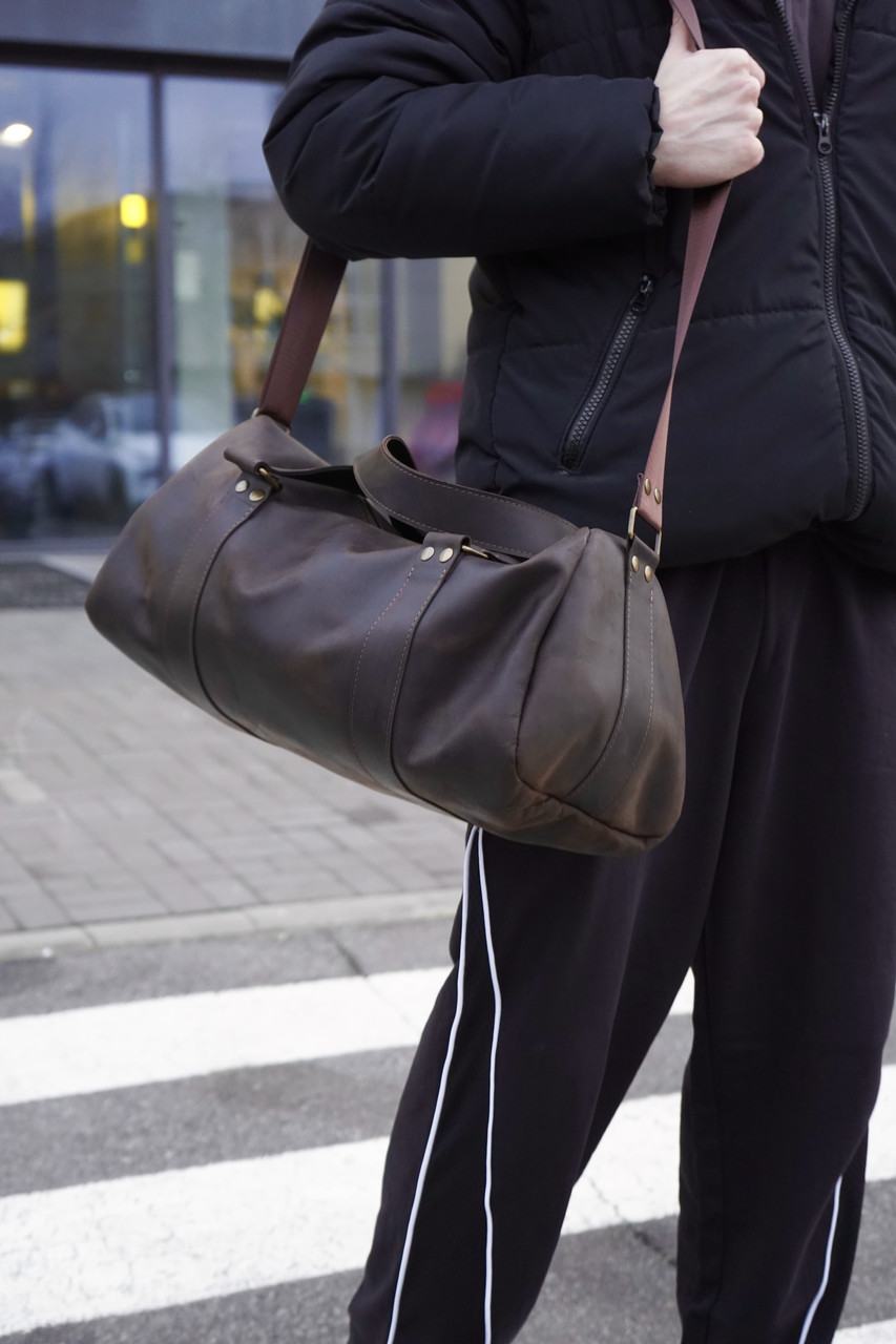 Сумка Travel дизайн №80 з натуральної шкіри колір Шоколад