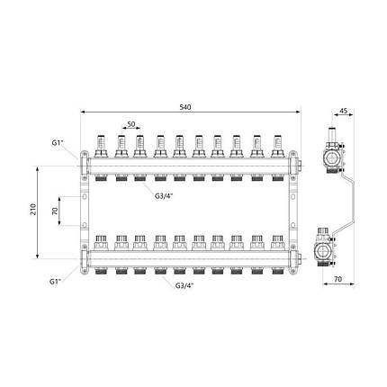 Колектор із витратами Thermo Alliance Standart 1" 10 виходів SD00410, фото 2
