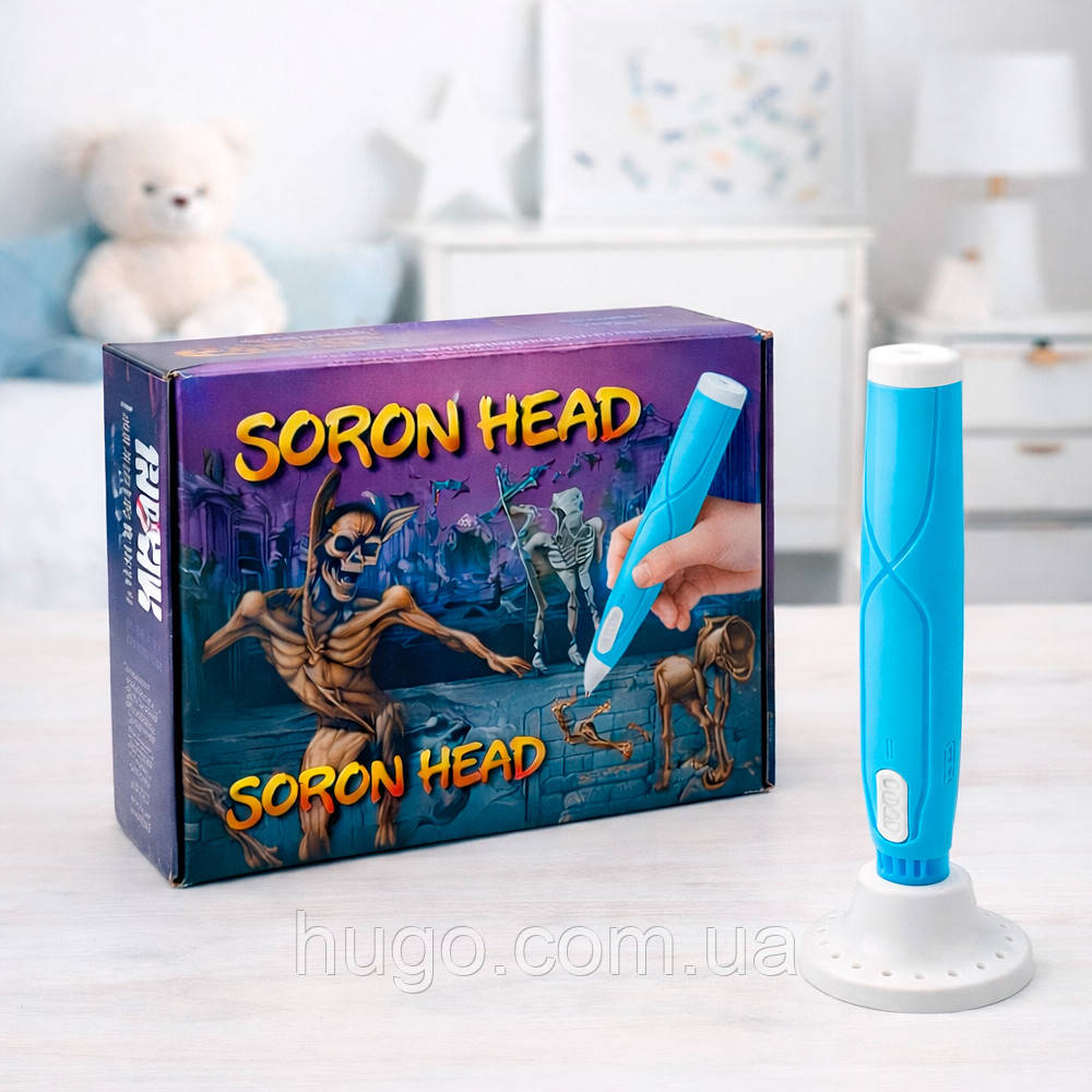 3D ручка принтер від мережі + 3 стержня + 2 фігурки, Блакитний / 3д ручка для малювання / Триде ручка дитяча, фото 1