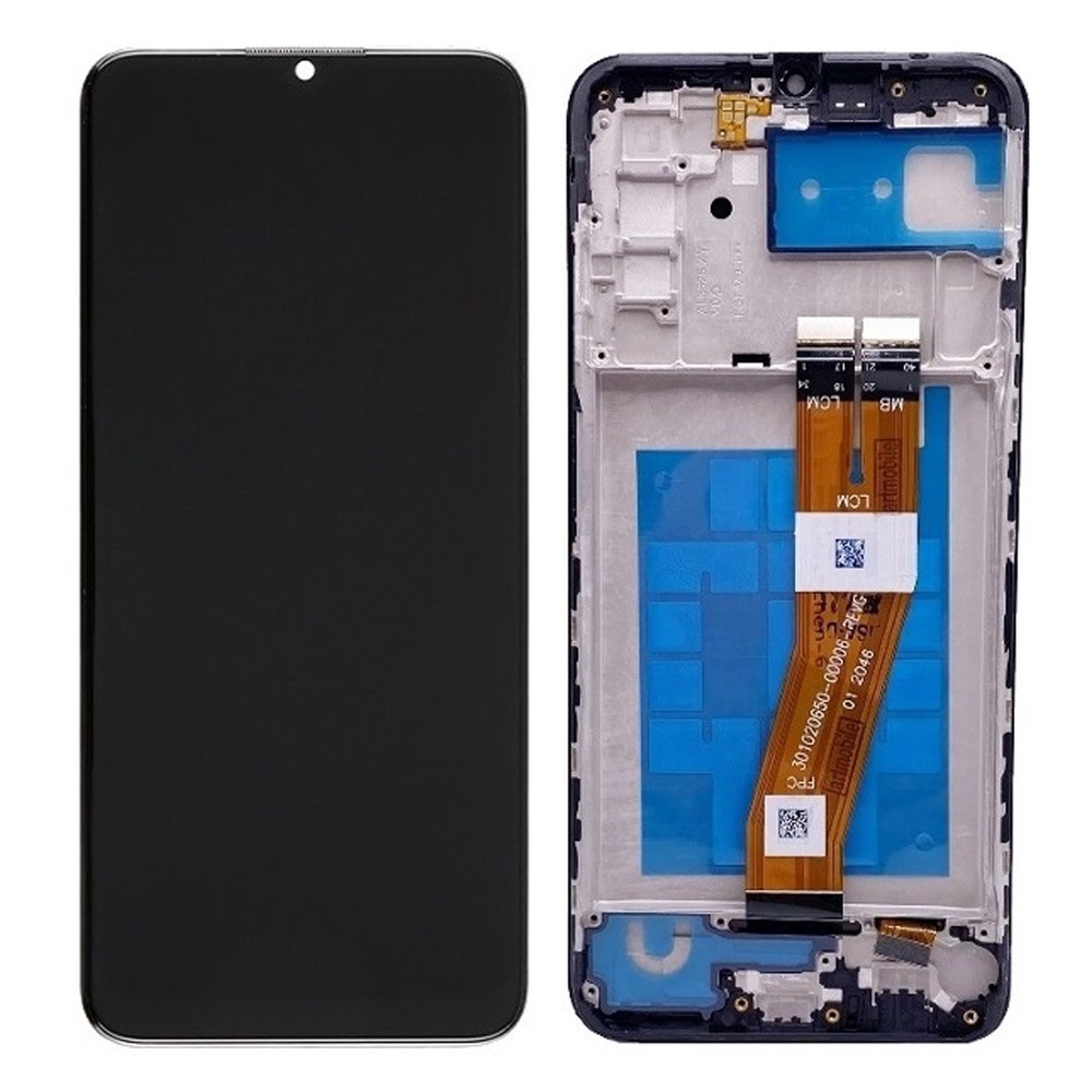 Дисплей в корпусі для Samsung Galaxy A02s A025, з сенсором, жовтий шлейф, фото 1