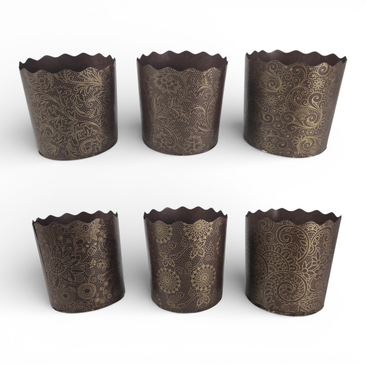 Форми паперові для випікання паски Ø 70 h85 набір 50 штук коричневі з візерунком, італійські  вихід 150 грам, фото 1