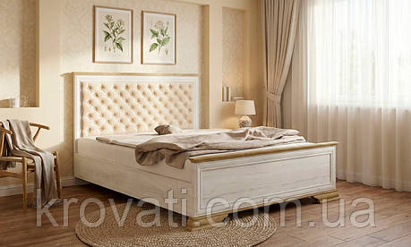 Ліжко двоспальне Ірис з м'яким бильцем+внесок, Меблі Сервіс, 160х200 см Андерсон пайн/Дуб золотий, фото 1