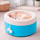 Лежак для домашніх тварин М 48х28 см "Комфорт", Блакитний / Лежанка кругла для котів собак / М'яка лежанка для собак та кішок, фото 7