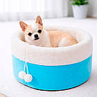Лежак для собак та кішок S 40x26 см, Блакитний / М'яка лежанка для домашніх тварин / Лежанка кругла для котів собак, фото 6