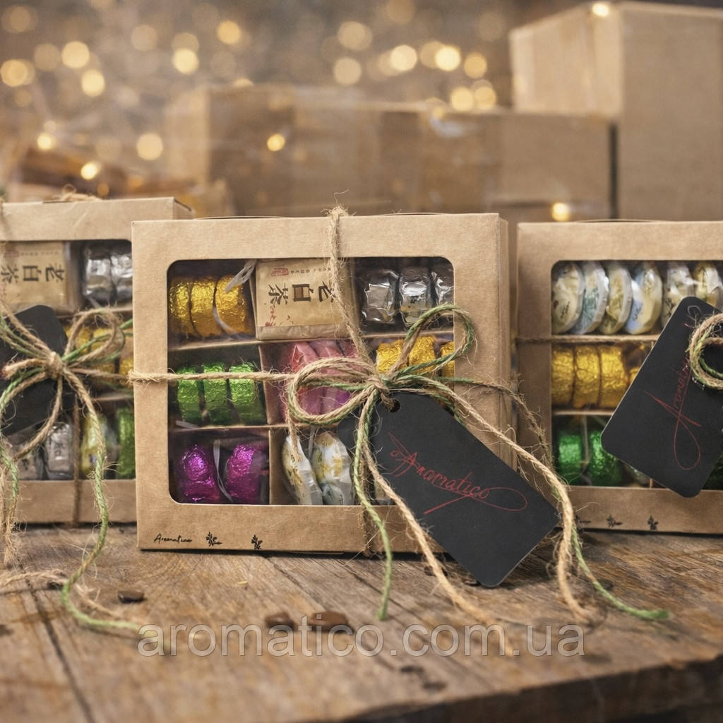 Подарунковий набір чаю Пуер "Чай, народжений часом" (білий, зелений, чорний чай)