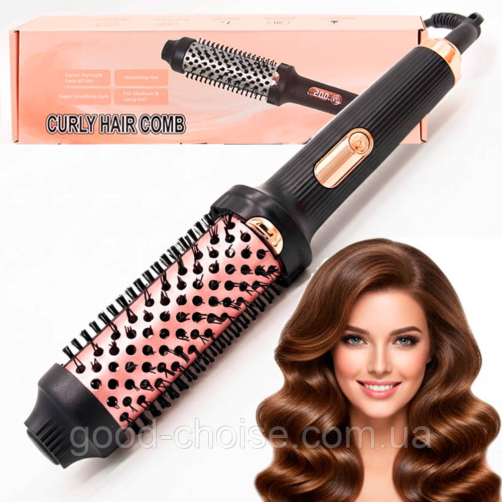 Фен-щітка для волосся від мережі 38мм 50Вт керамічна / Термобраш електричний / Стайлер для укладання / Щітка для волосся, фото 1