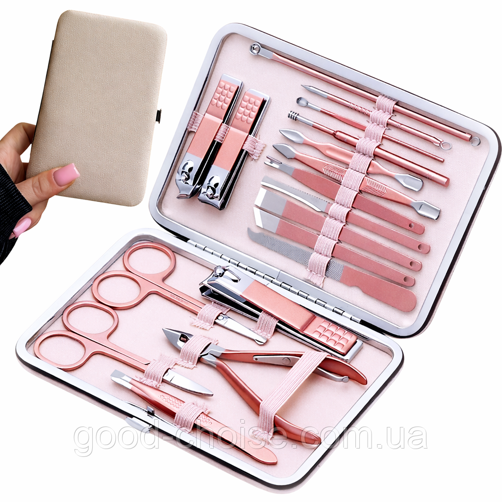 Манікюрний набір 18 предметів / Багатофункціональний набір для манікюру / Набір для педікюру / Манікюрно-педикюрний набір, фото 1