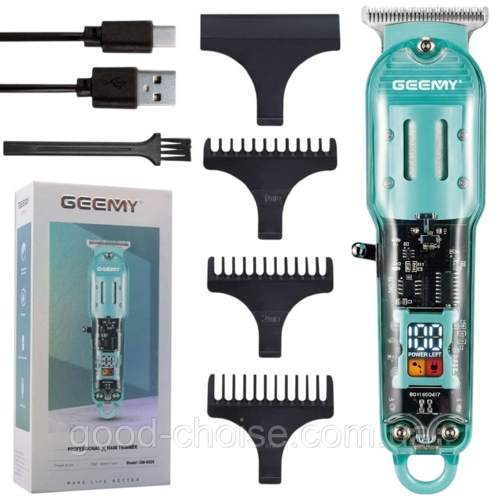 Машинка для стрижки волосся + 3 насадки, GEMEI GM-8009 / Акумуляторна машинка для стрижки / Тример бездротовий, фото 1