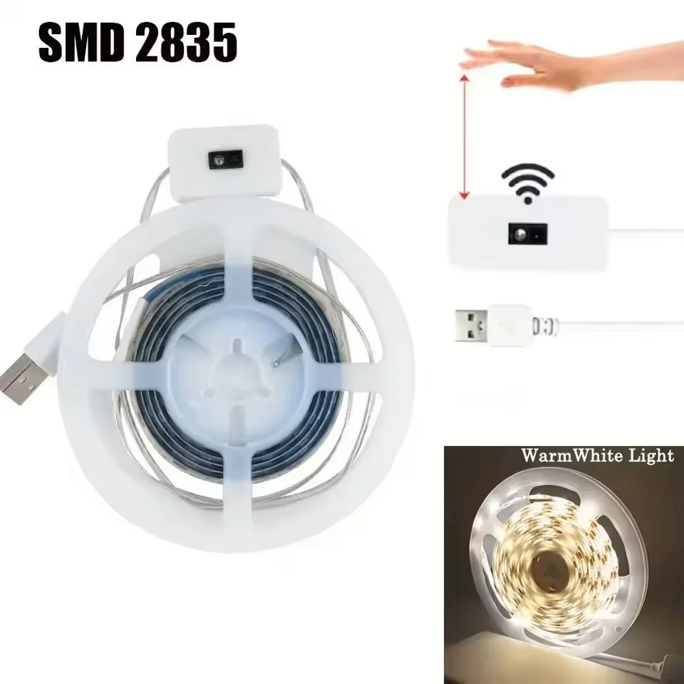 LED-стрічка 5V з сенсорним вимикачем жестом руки, USB, 5 м, 3500K, фото 1