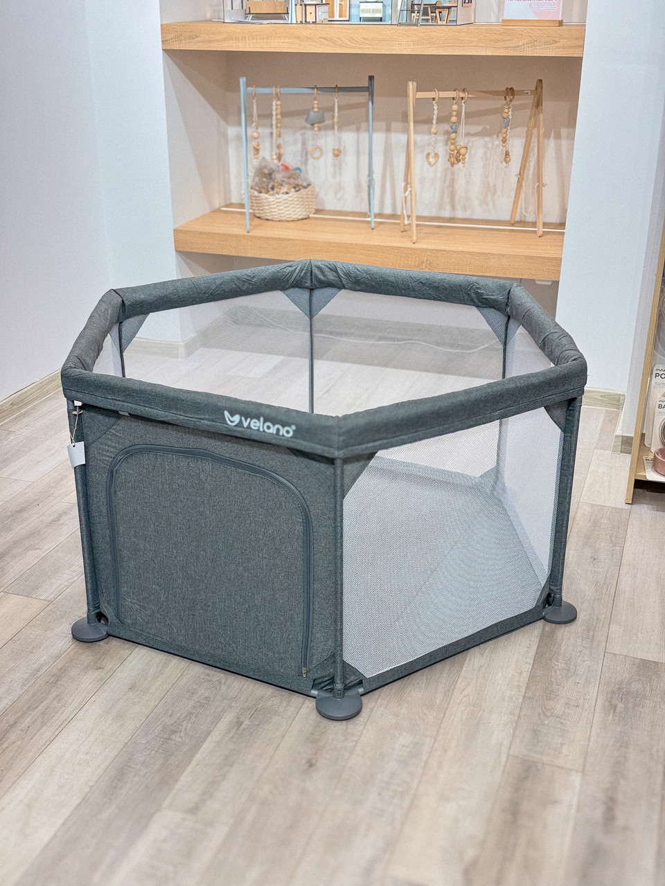 Манеж дитячий шестикутний Velano Star, grey, фото 1