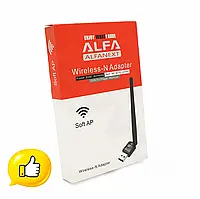 Безпровідний мережевий адаптер Wi-Fi USB з антеною 10 см для комп'ютера і ноутбука високошвидкісне з'єднання інтернет адаптер BUV