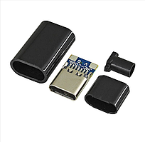 Гніздо USB Type-C 2pin на кабель чорне CN-03-02
