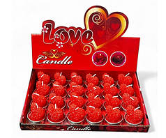 Свічки сердечки червоні, 24 шт упаковка