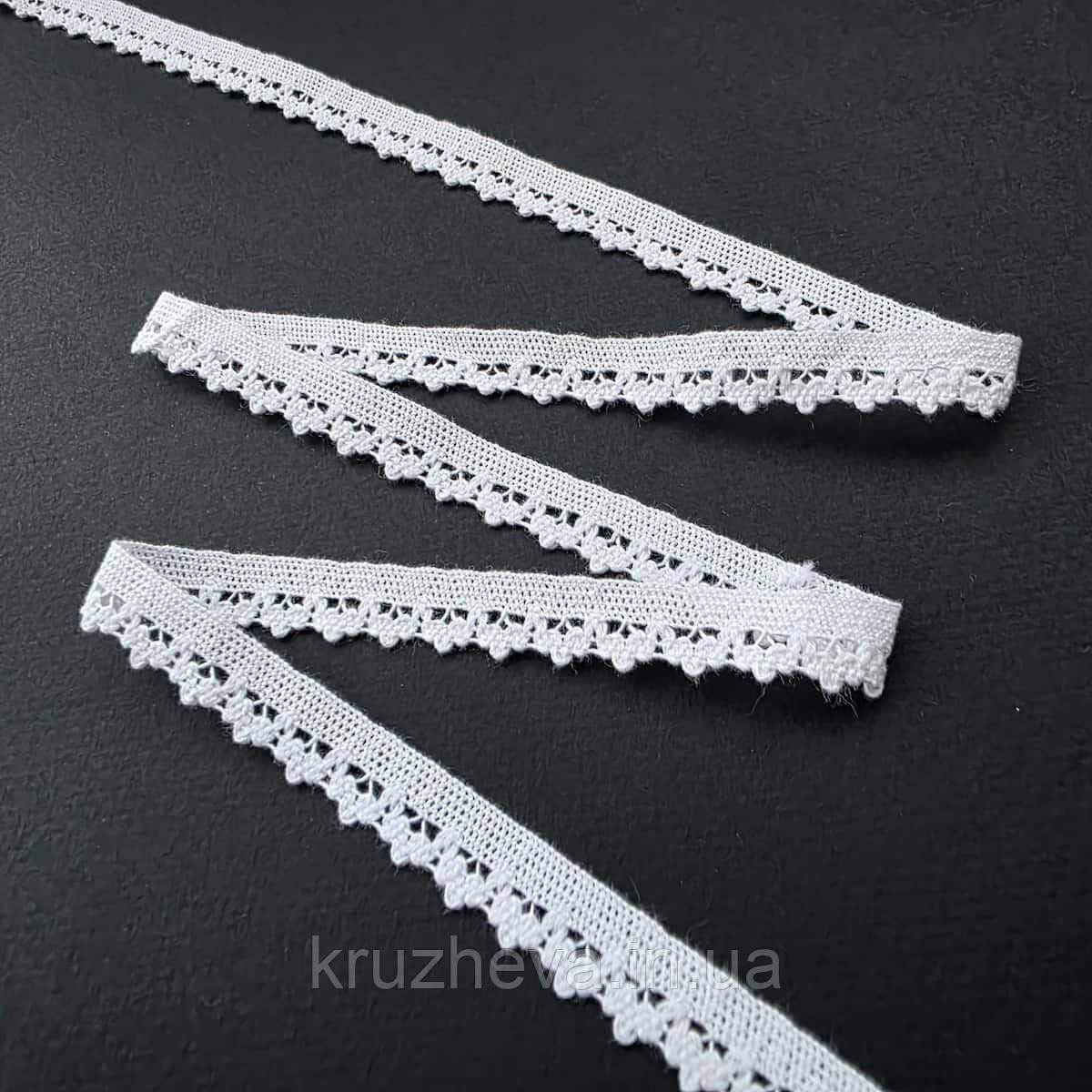 Ажурне натуральне бавовняне (лляне) мереживо білого кольору (холодн.відтінок), ширина 1,0 см, фото 1