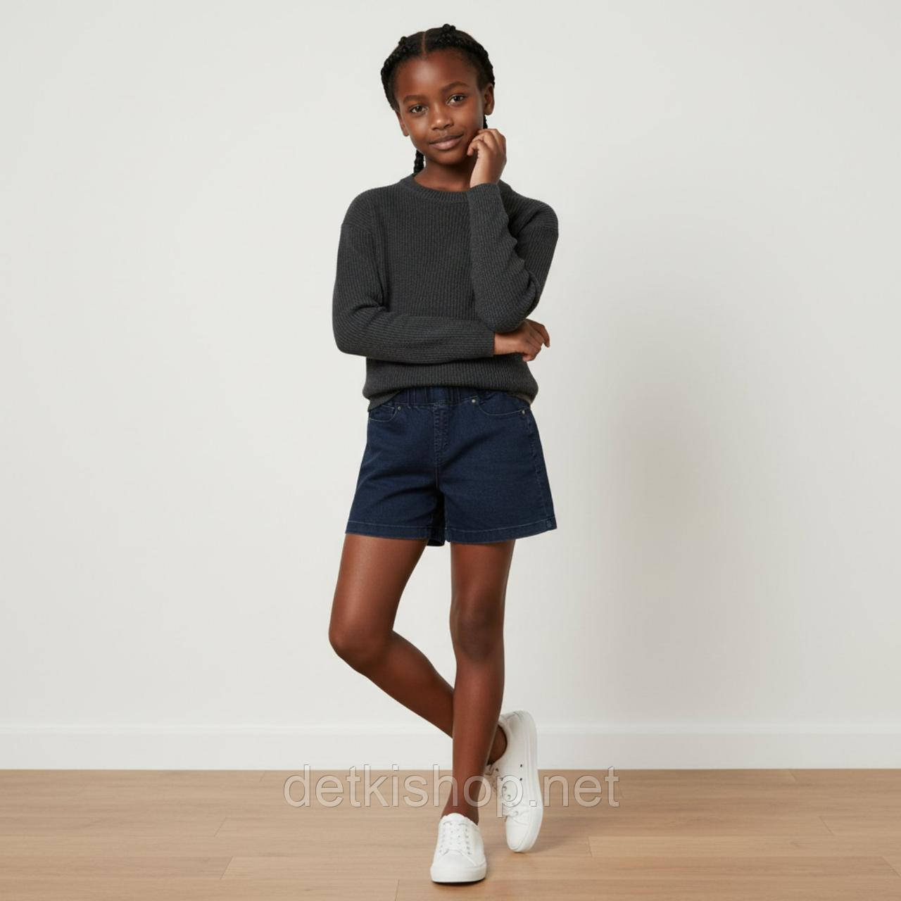 Джинсові шорти з еластичним поясом для дівчинки 140 см  (10-11Y)