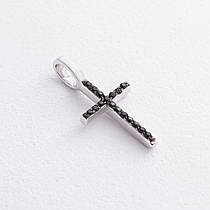 Срібний хрестик із чорними фіанітами 
3015/1р-CZ ч