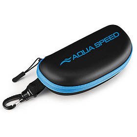 Чохол для окулярів для плавання Aqua Speed GOGGLE CASE 234 жорсткий,на блискавці 7х19 см Чорний,блакитний