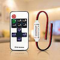 Контролер для LED стрічки монохромний RF з пультом ДК 5-24V 12A. Димер світлодіодний для гірлянд. RF LED Dimmer Controller