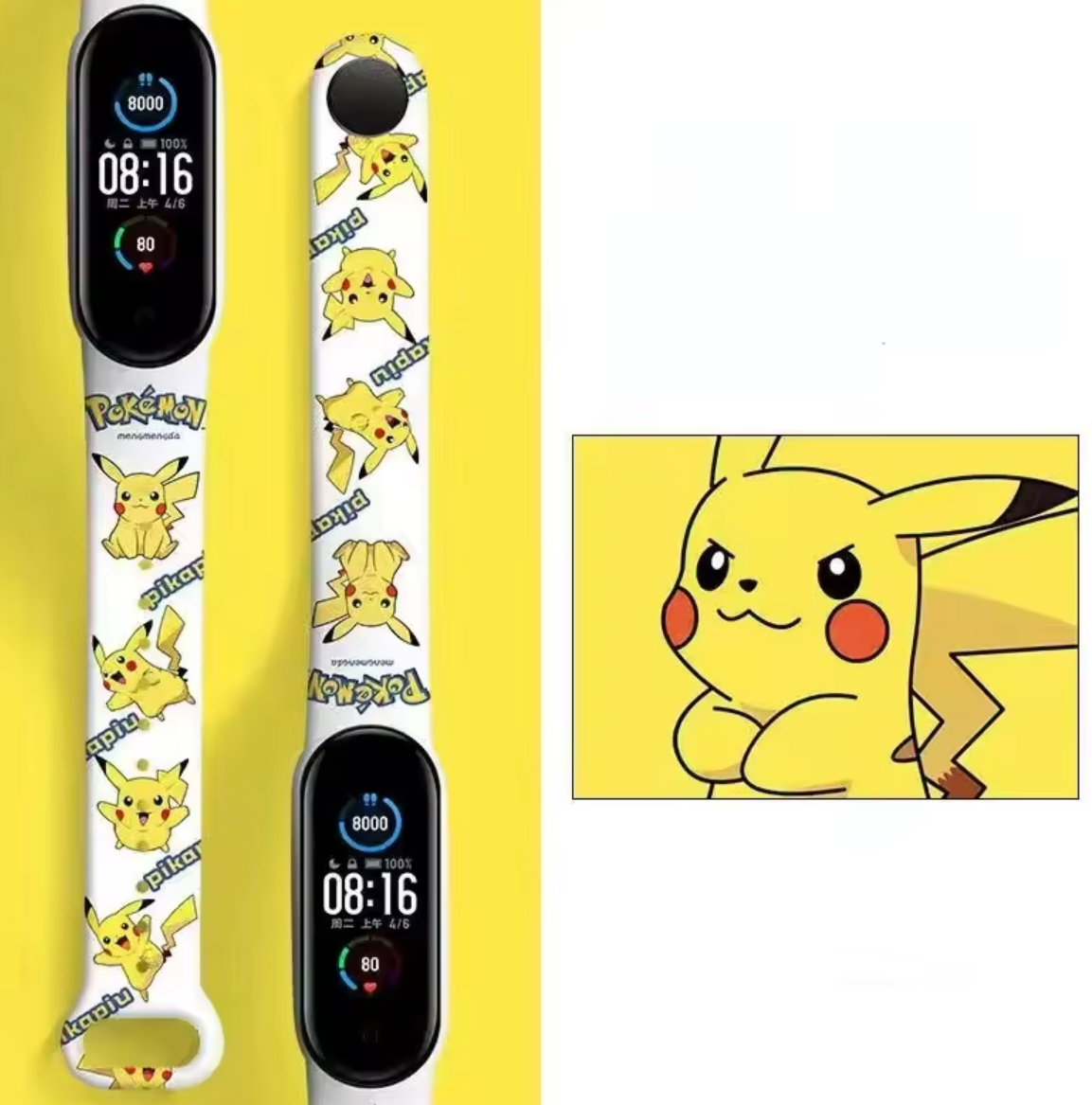 Дичячий Смарт фітнес браслет Пікачу Bluetooth 4.0 80мАг pokemon, фото 1