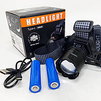 Фонарик на голову диодный, Перезаряжаемый налобный фонарь Head Lamp, Мощный фонарь для рыбалки KP-64