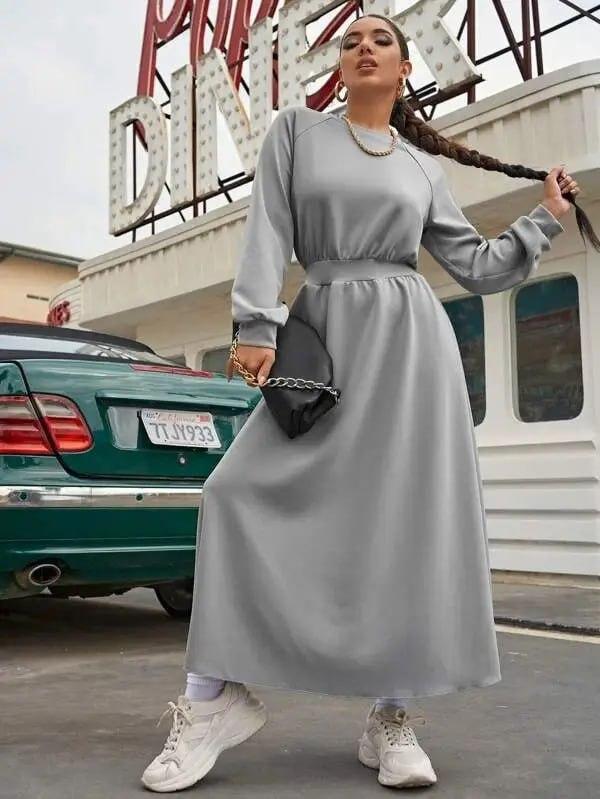 Сіра тепла сукня,РОЗМІР ТІЛЬКИ 48, фото 1