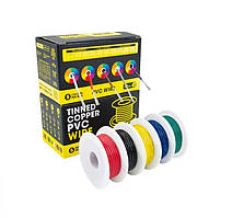 Кабель 22AWG 5 кольорів по 10м дріт 0.3 мм², мідь у силіконовій ізоляції, багатожильний, для Arduino, електроніки, DIY-проєктів