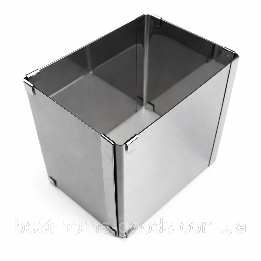 Кондитерська розсувна форма для випічки квадратна 10×10 см | нержавіюча сталь | висота 10 см | регулюється до 18×18 см | для торта, фото 1