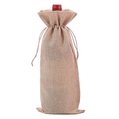 Подарунковий мішечок для пляшки LOSSO з мішковини 15×35 см для вина та шампанського, бежевий