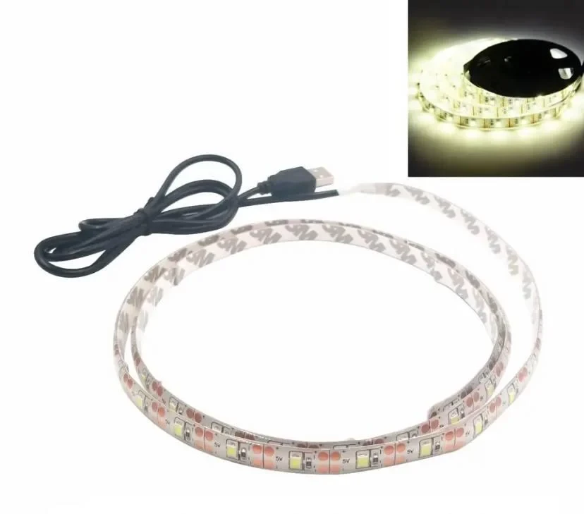 Світлодіодна USB LED стрічка 5 м тепле біле світло, декоративне підсвічування, фото 1
