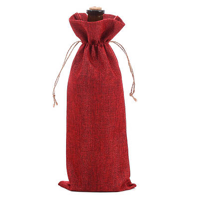 Подарунковий мішечок для пляшки LOSSO з мішковини 15×35 см для вина та шампанського, червоний