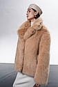 Шуба із хутра під песця, бежева 65 см, фото 7