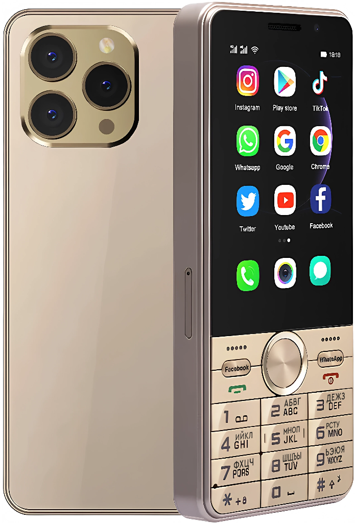 Кнопковий телефон-смартфон UNIWA Hope XS17 Gold 4G Android + WhatsApp + Facebook, фото 1