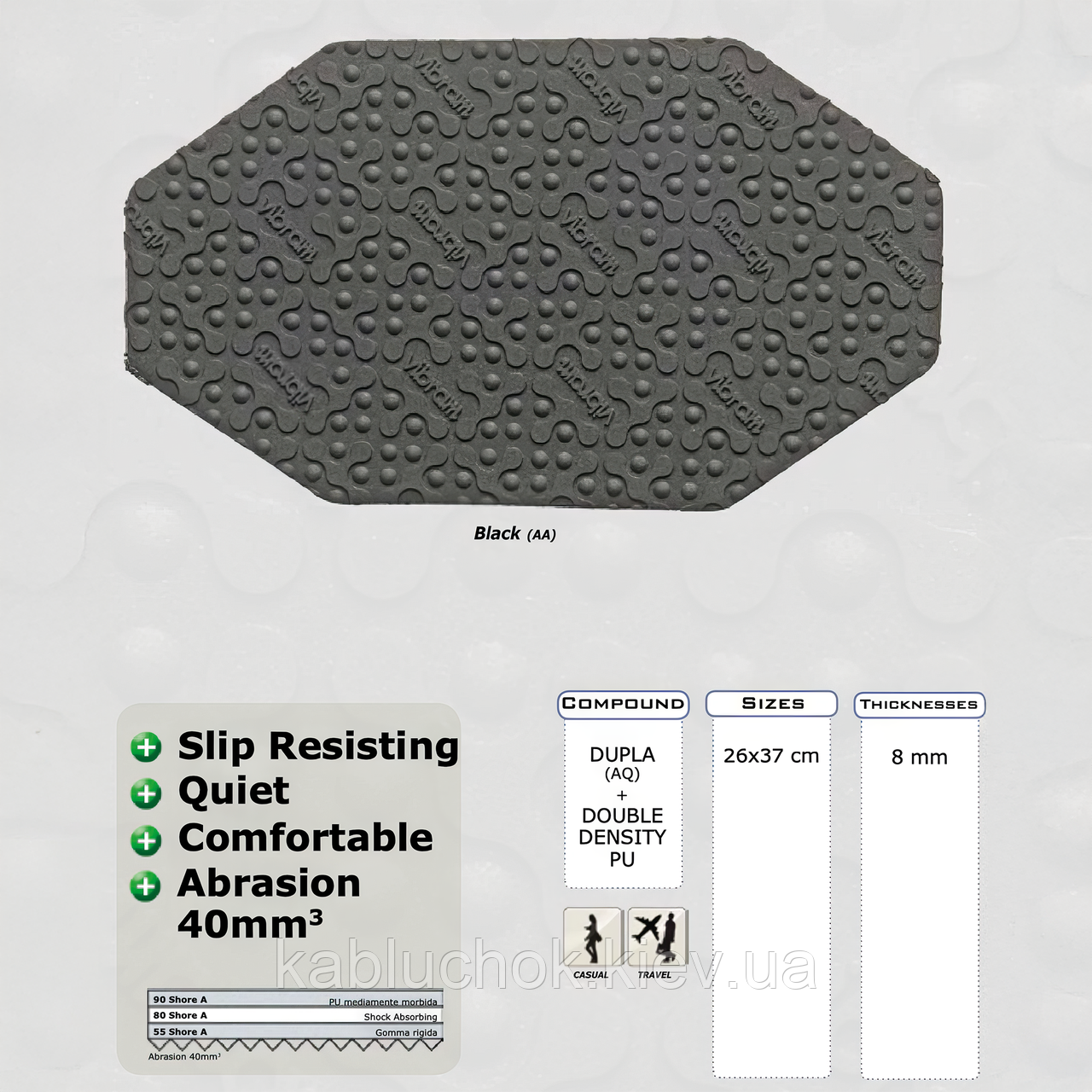 Поліуретан для набок Vibram 758 P TRIPLA (з 3 слів) 8 mm black (09), фото 1