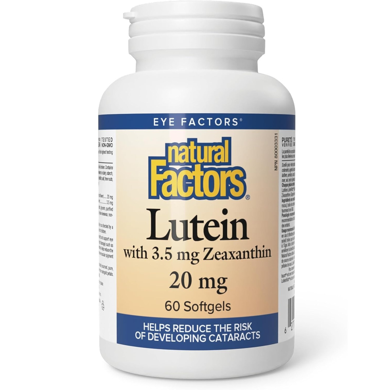 Лютеїн і Зеаксантин Natural Factors Lutein 20 мг для здоров'я очей 60 капсул, фото 1