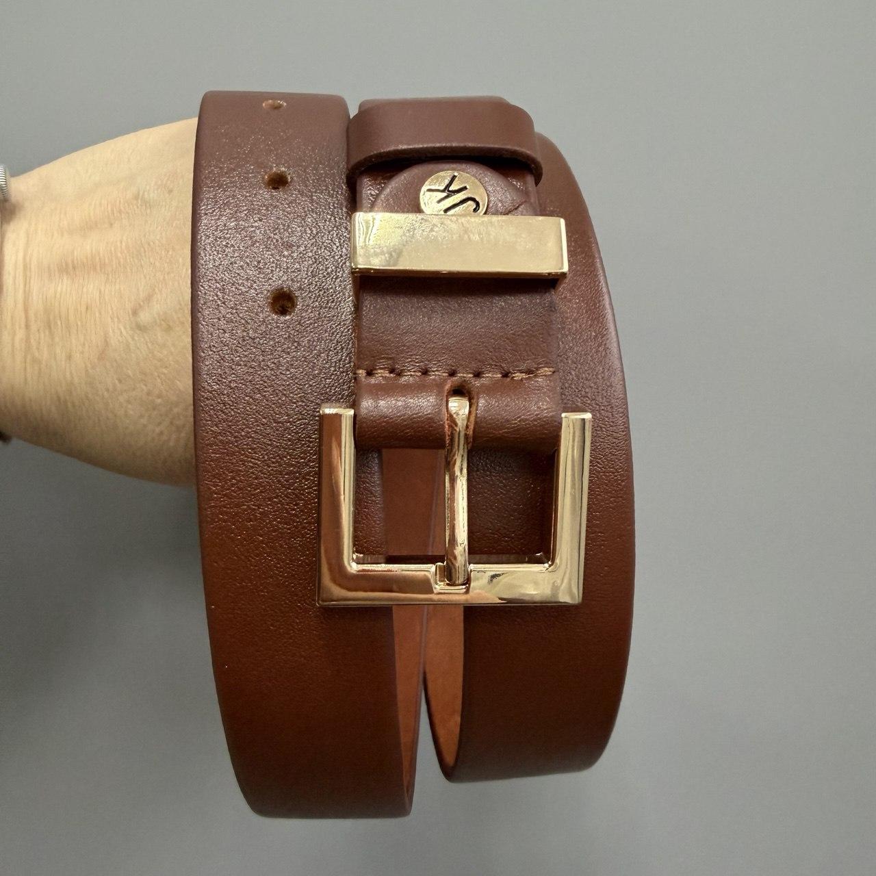 БРАК!!! УЦІНКА!!! Ремінь жіночий шкіряний JK-3023 (115 см) коричневий з золотою пряжкою