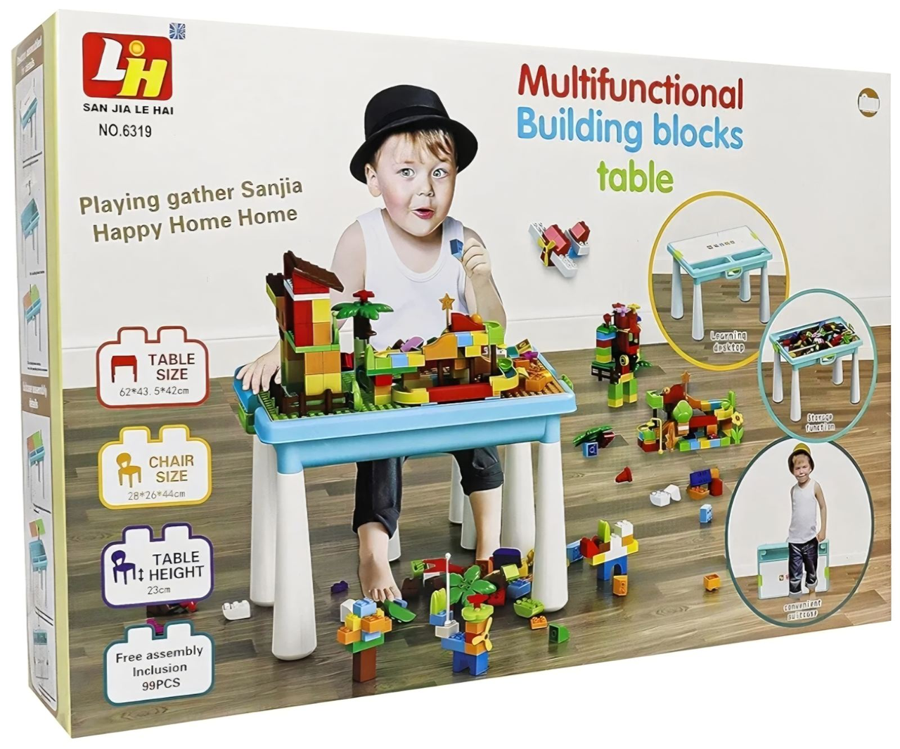 Ігровий стіл з конструктором 62х43.5х42 см (99 деталей, стілець, знімна стільниця) 6319, фото 1
