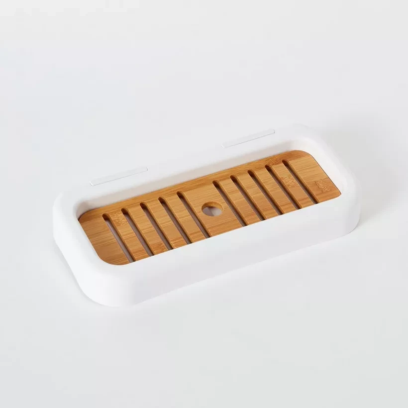 Настінна полиця для ванної Livarno Home бамбукова 30×14×4 см, самоклейна, без свердління, фото 1