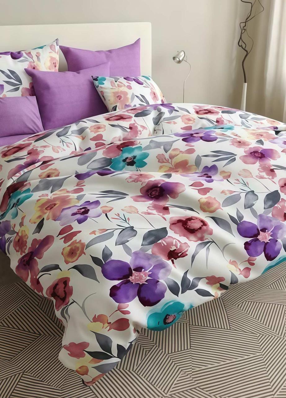 Полуторний комплект (Бязь) | Комплект постільної білизни "Квітковий" | Простирадло 147х217 см, фото 1