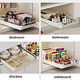 Висувна полиця для шафи 2Xvolum, роликова, без свердління, біла, для кухонної тумби, фото 2