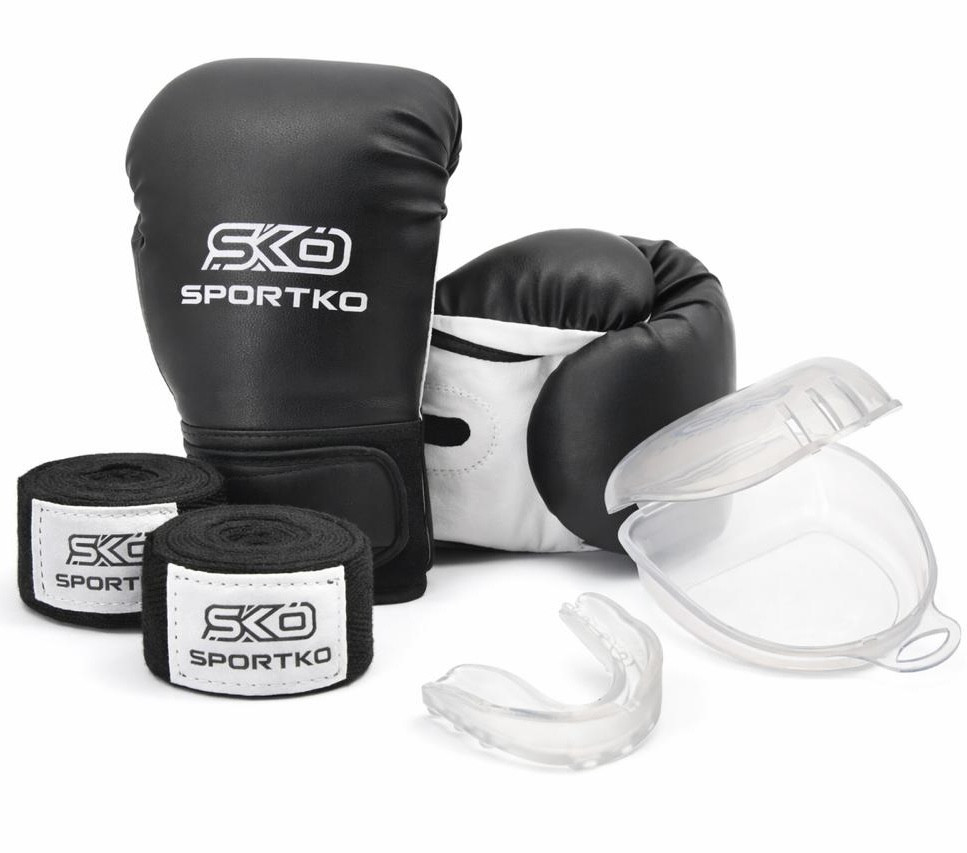 Комплект дитячі боксерські рукавички + капа та бінти для боксу Sportko, фото 1