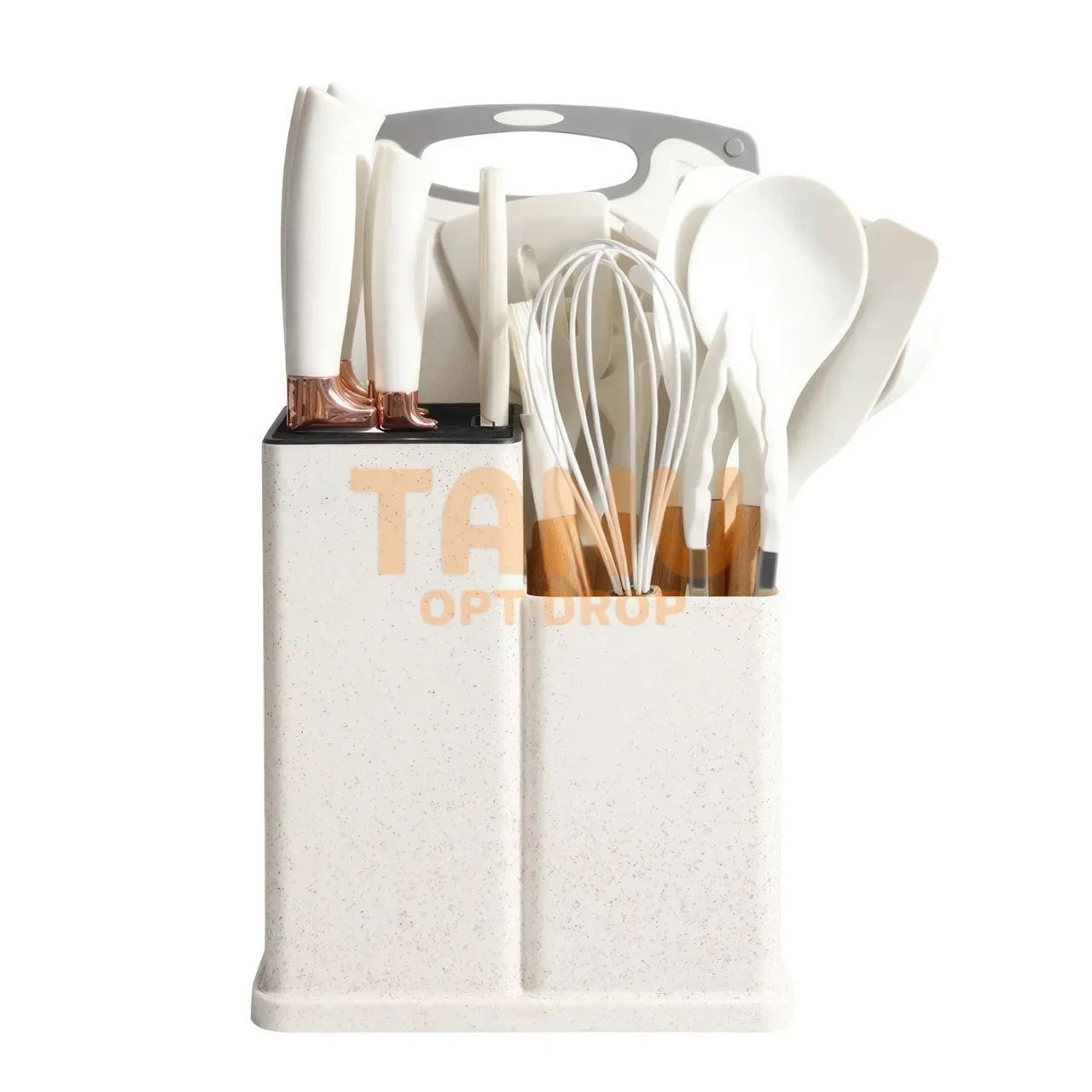 Кухонний набір аксесуарів із силікону на підставці Kitchenware Set 20 предметів Білий, фото 1