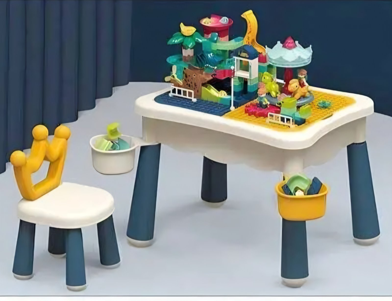 Ігровий стіл з конструктором 77х53х45см (209 деталей, стілець, знімна стільниця) 8020, фото 1