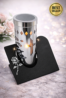 Сонячна лампадка для могили з імітацією полум’я, срібло, автономне світло, екологічне освітлення без батарейок