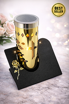 Сонячна лампадка для могили з імітацією полум’я, золота, автономне світло, екологічне освітлення без батарейок