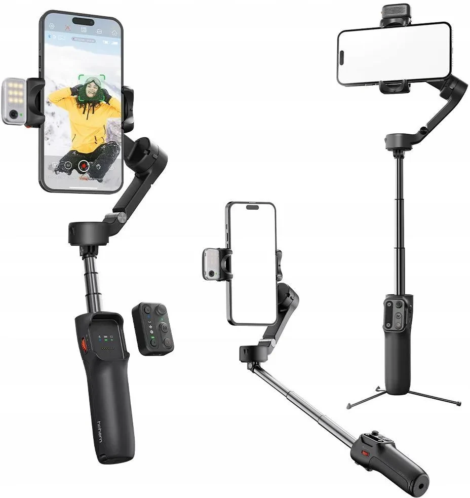 Тримач камери Gimbal Stabilizator LED Pilot Selfie Stick - Telefon / Hohem iSteady V3 / Black, фото 1