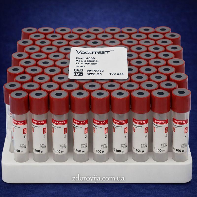 Пробірка вакуумна без наповнювача 9 мл, 16×100 мм, порожня, для забору крові, 100 шт